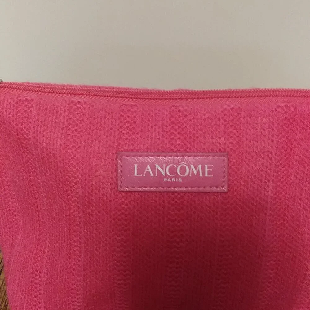 LANCOME Paris Pink Sweater Makeup Bag 💖 Bow Detail NWOT
